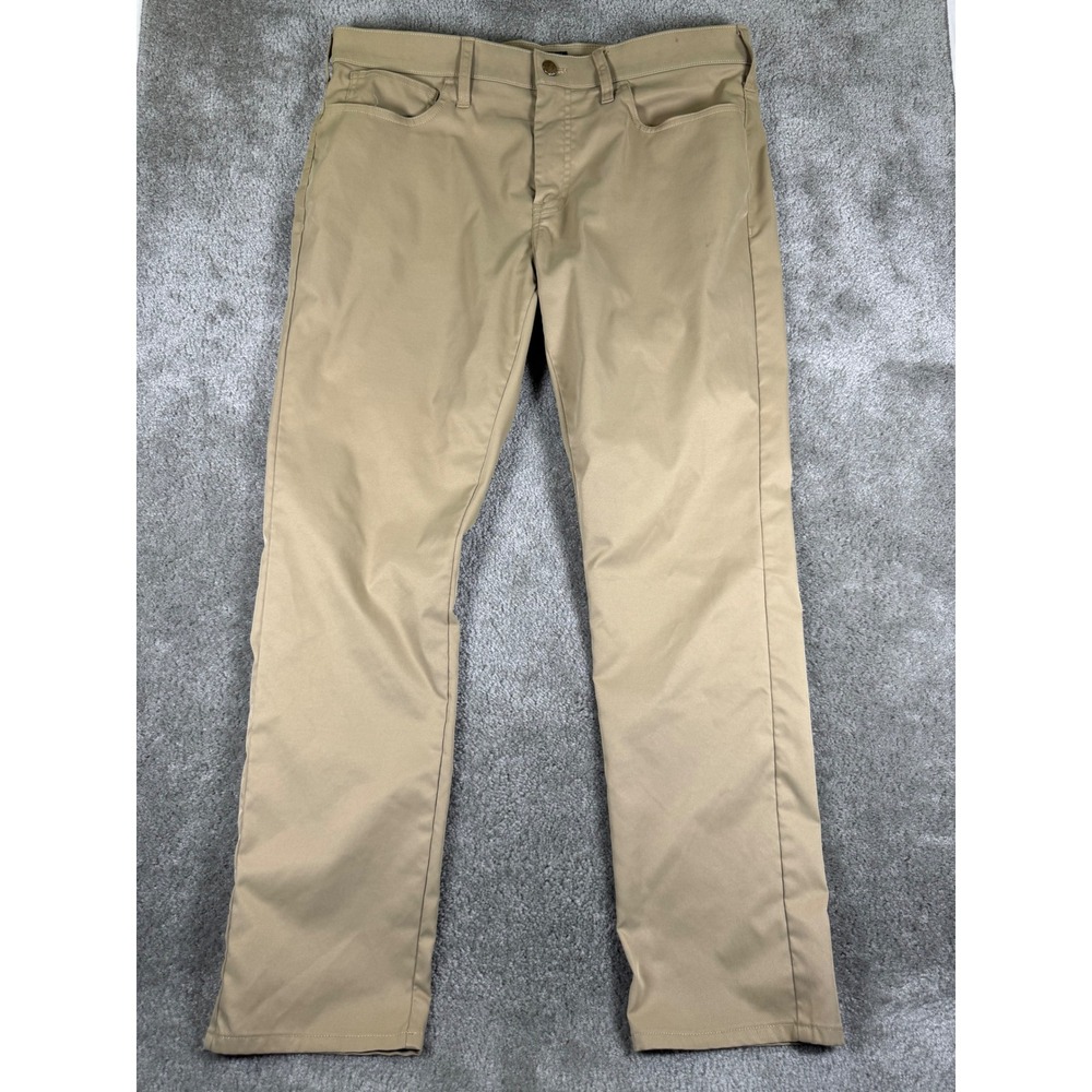 J.Crew Flex Slim Fit Khaki Pants Mens 35x30 Tan 5-Pocket Polyester Trousers